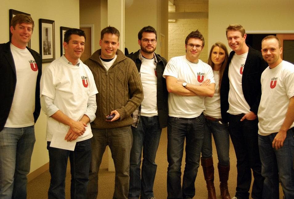 Early Uber Team (notice the different logo?)